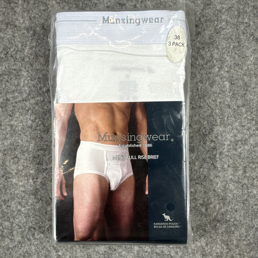 Munsingwear 3pk Full Rise Kangaroo Pouch Brief Underwear 38 White Discontinued